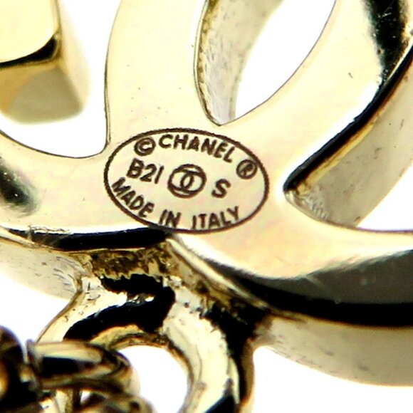 CHANEL CC Logos Bead Ball Dangle Stud Earrings Gold Tone B21S Auth D-dh829 - Picture 5 of 5